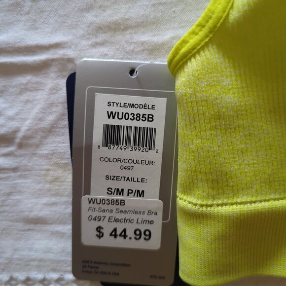 Asics Women’s Seamless Two In One Sports Bra in Neon Yellow, Size S/M - Picture 4 of 5
